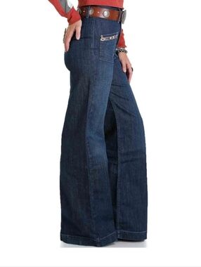 Cruel Womens Wide Leg High Rise Cowgirl Jeans 33/15R